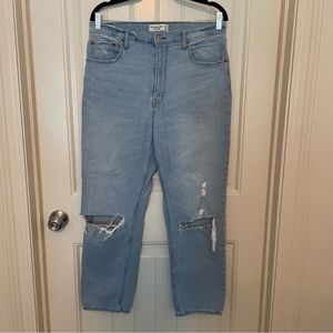Abercrombie & Fitch Ultra High Rise Ankle Straight Blue Jeans 32 / 14 Long